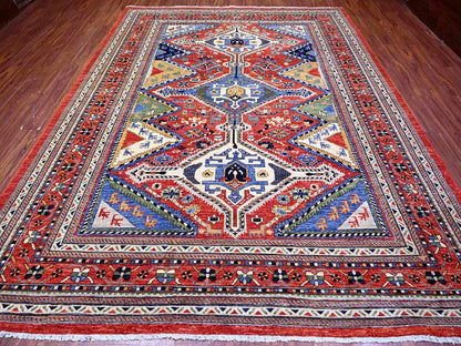 Shiraz Tribal & Geometric hand-knotted wool rug in Red, 9'4" x 12' — SKU O074760 (view 2)