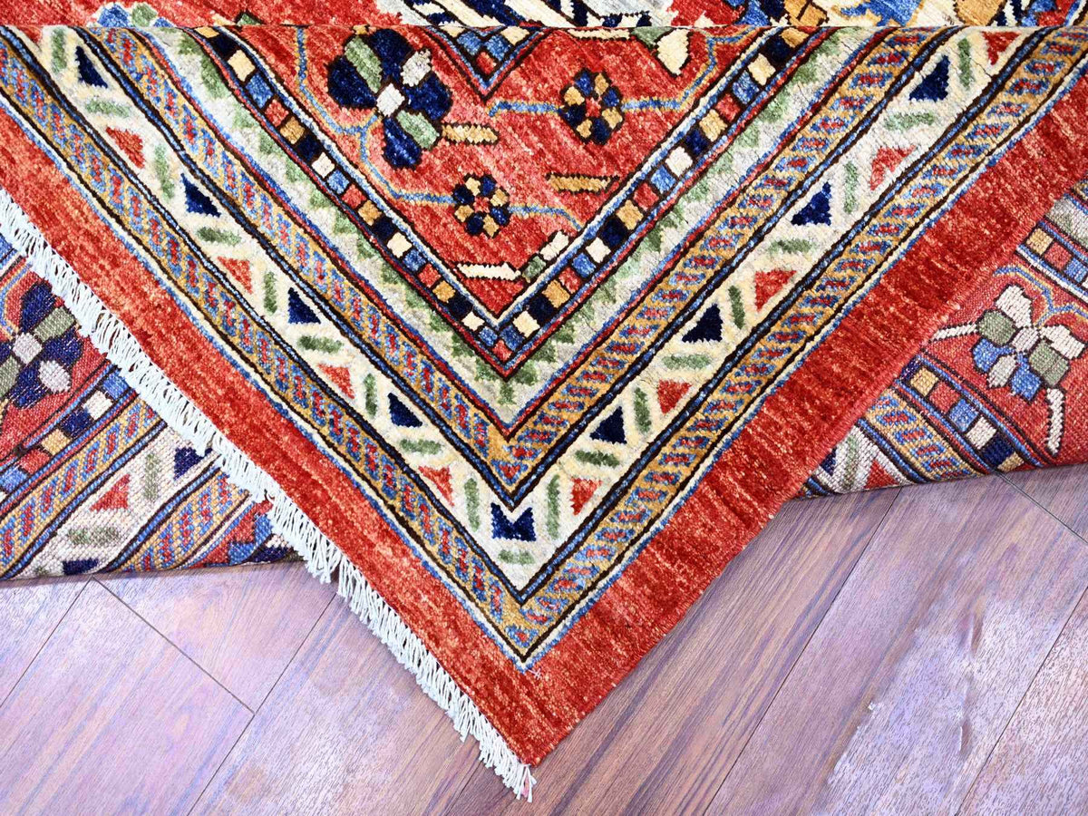 Shiraz Tribal & Geometric hand-knotted wool rug in Red, 9'4" x 12' — SKU O074760 (view 6)