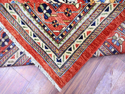Shiraz Tribal & Geometric hand-knotted wool rug in Red, 9'4" x 12' — SKU O074760 (view 6)