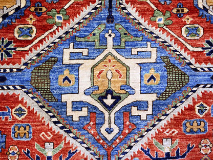 Shiraz Tribal & Geometric hand-knotted wool rug in Red, 9'4" x 12' — SKU O074760 (view 8)