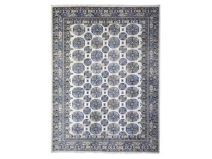 Ersari Tribal & Geometric hand-knotted wool rug in Ivory, 9'1" x 11'11" — SKU O074761