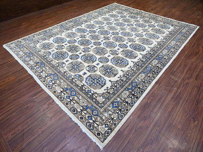 Ivory 9'1" x 11'11" Tribal Hand knotted Wool Rug - Sku: O074761
