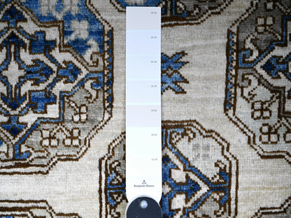 Ersari Tribal & Geometric hand-knotted wool rug in Ivory, 9'1" x 11'11" — SKU O074761 (view 7)