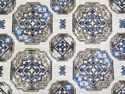 Ersari Tribal & Geometric hand-knotted wool rug in Ivory, 9'1" x 11'11" — SKU O074761 (view 8)