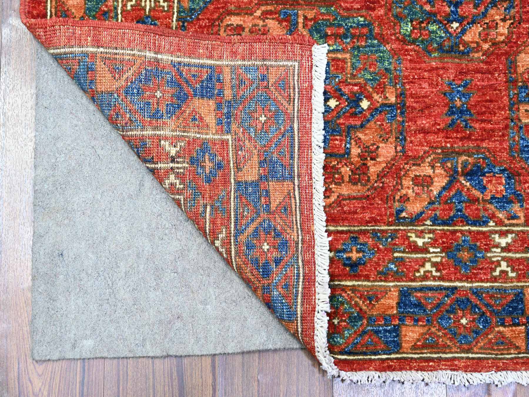 Ersari Tribal & Geometric hand-knotted wool runner in Red, 3'11" x 9'6" — SKU O074771 (view 2)