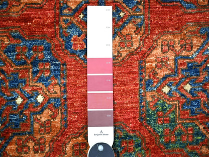 Ersari Tribal & Geometric hand-knotted wool runner in Red, 3'11" x 9'6" — SKU O074771 (view 3)