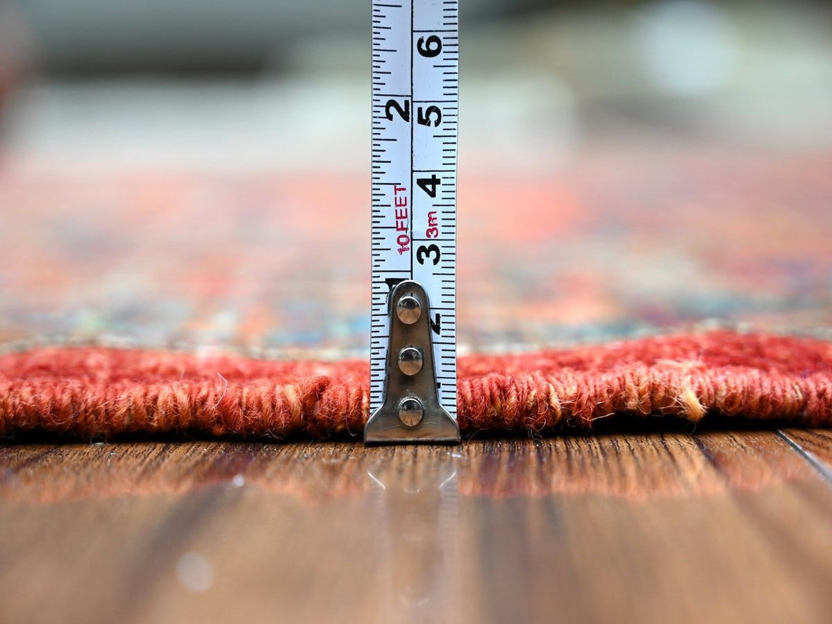 Ersari Tribal & Geometric hand-knotted wool runner in Red, 3'11" x 9'6" — SKU O074771 (view 5)