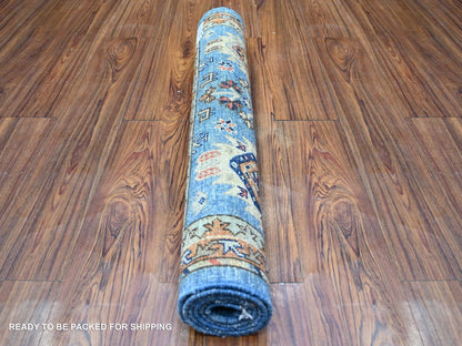 Blue 3'0" x 4'10" Tribal & Geometric Hand knotted Wool Rug - Sku: O074773