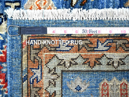 Blue 3'0" x 4'10" Tribal & Geometric Hand knotted Wool Rug - Sku: O074773