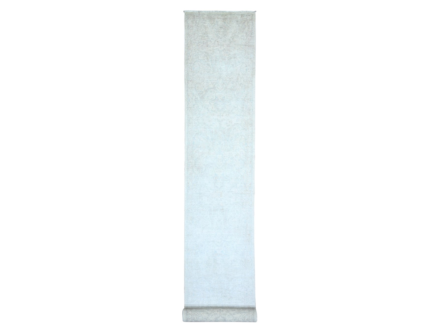 Peshawar Oushak hand-knotted wool runner in Ivory & Gray, 2'7" x 19'1" — SKU O074777