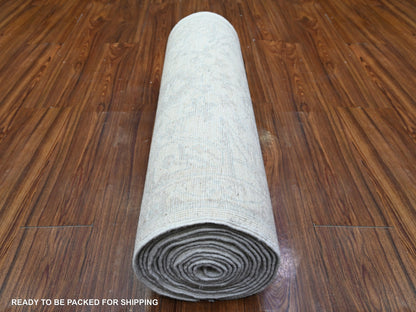 Peshawar Oushak hand-knotted wool runner in Ivory & Gray, 2'7" x 19'1" — SKU O074777 (view 4)