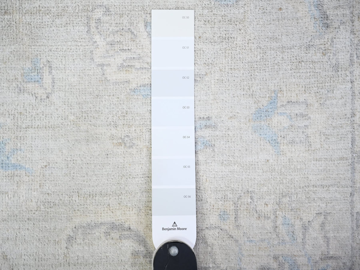 Peshawar Oushak hand-knotted wool runner in Gray & Ivory, 2'8" x 12'2" — SKU O074778 (view 3)