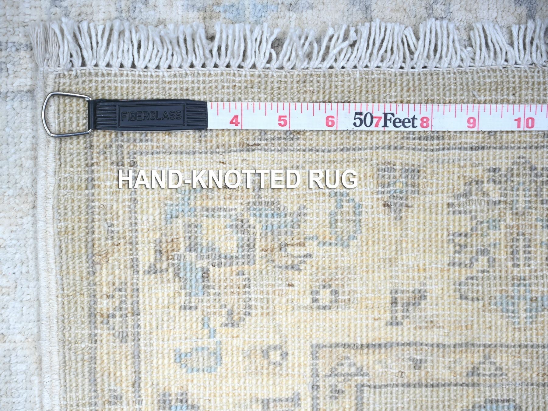 Peshawar Oushak hand-knotted wool runner in Gray & Ivory, 2'8" x 12'2" — SKU O074778 (view 6)