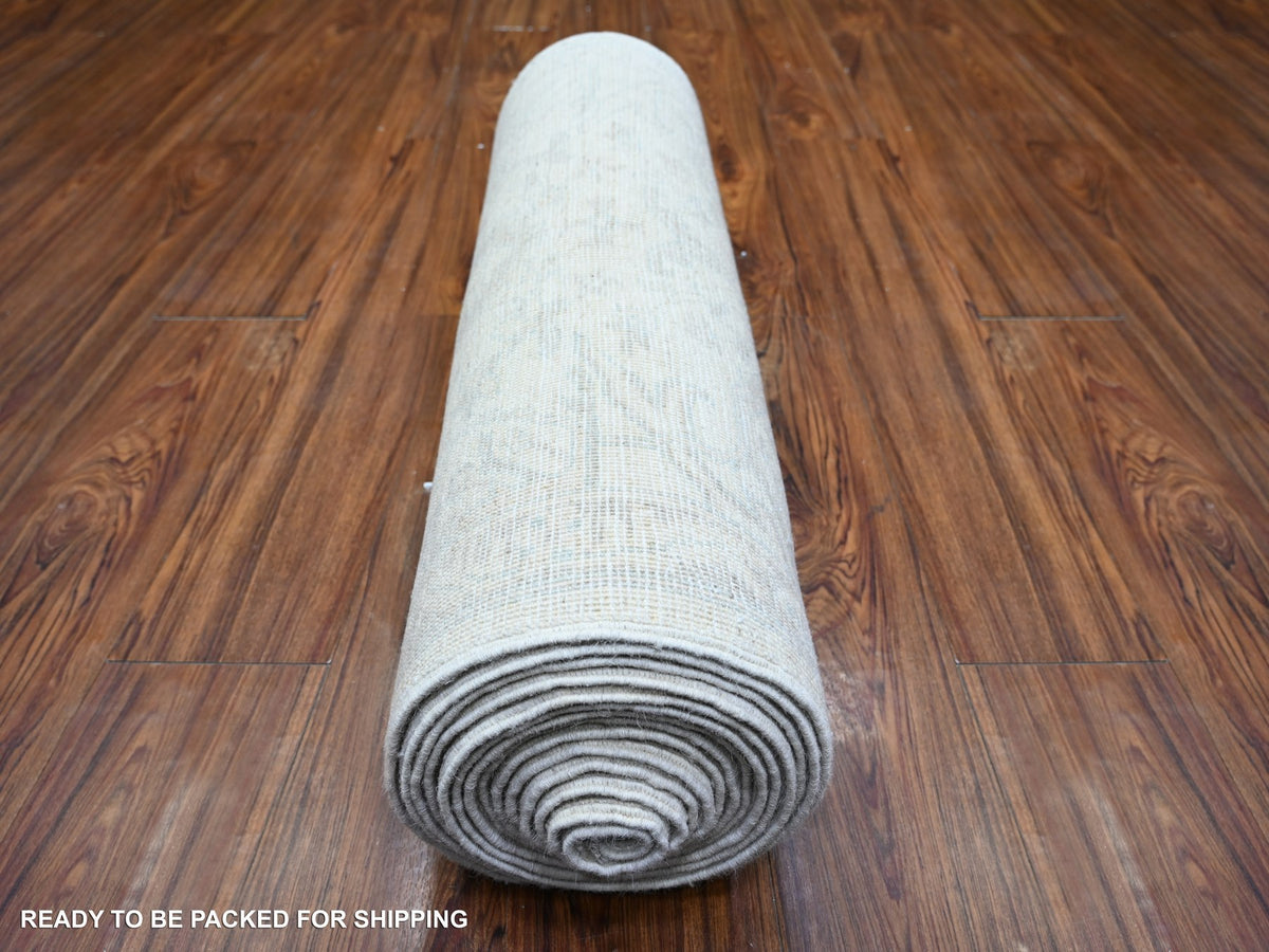 Peshawar Oushak hand-knotted wool rug in Ivory & Gray Goose, 2'6" x 19'2" — SKU O074781 (view 4)