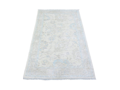 Peshawar Oushak hand-knotted wool rug in Ivory & Stone White, 3'9" x 5'7" — SKU O074782
