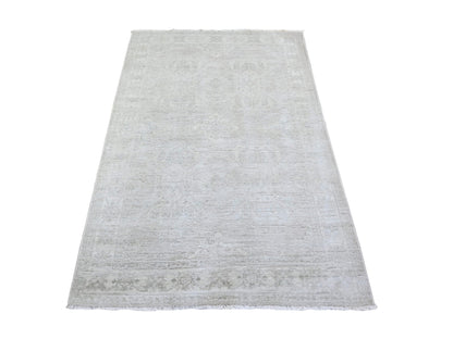 Peshawar Oushak hand-knotted wool rug in Gray & Night White, 3'11" x 5'9" — SKU O074783