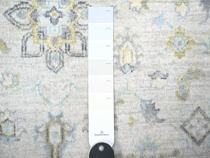 Peshawar Oushak hand-knotted wool rug in Gray & Stone White, 3'11" x 5'9" — SKU O074784 (view 3)