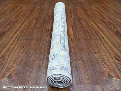 Peshawar Oushak hand-knotted wool rug in Gray & Stone White, 3'11" x 5'9" — SKU O074784 (view 4)