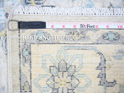 Peshawar Oushak hand-knotted wool rug in Gray & Stone White, 3'11" x 5'9" — SKU O074784 (view 6)
