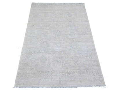 Khotan Oushak hand-knotted wool rug in Ivory & Pacific Pearl Ivory, 3'10" x 5'7" — SKU O074786