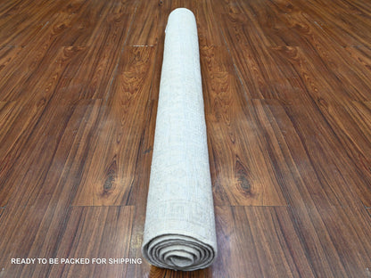 Khotan Oushak hand-knotted wool rug in Ivory & Pacific Pearl Ivory, 3'10" x 5'7" — SKU O074786 (view 4)