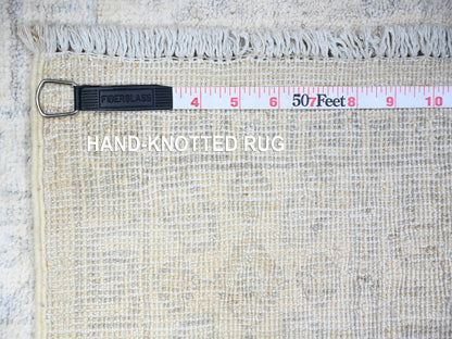 Khotan Oushak hand-knotted wool rug in Ivory & Pacific Pearl Ivory, 3'10" x 5'7" — SKU O074786 (view 6)