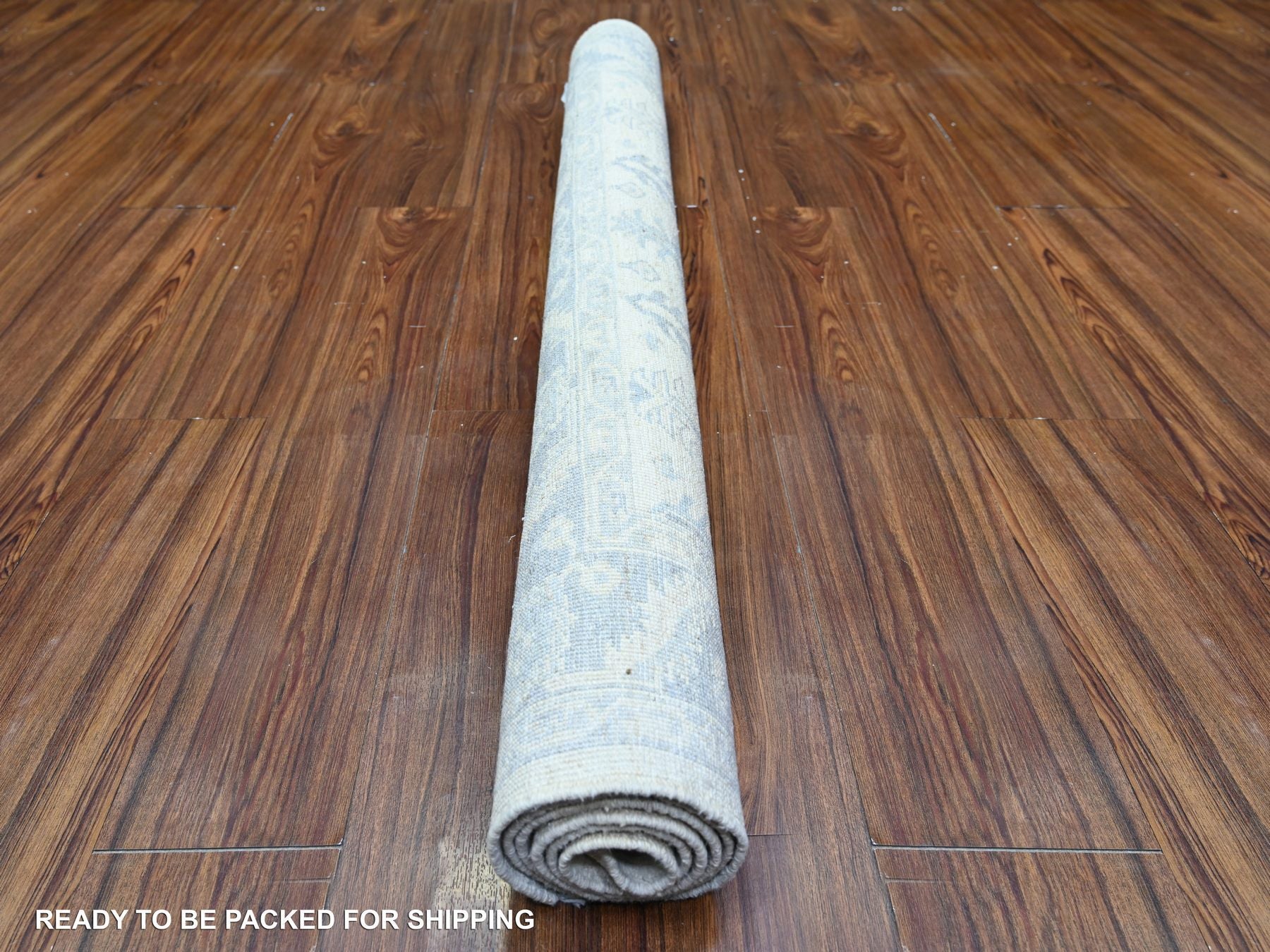 Peshawar Oushak hand-knotted wool rug in Ivory & Gray, 4'1" x 5'8" — SKU O074788 (view 4)