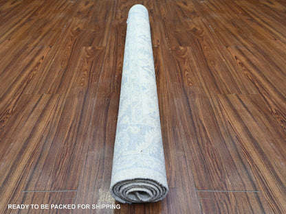 Peshawar Oushak hand-knotted wool rug in Ivory & Gray, 4'1" x 5'8" — SKU O074788 (view 4)