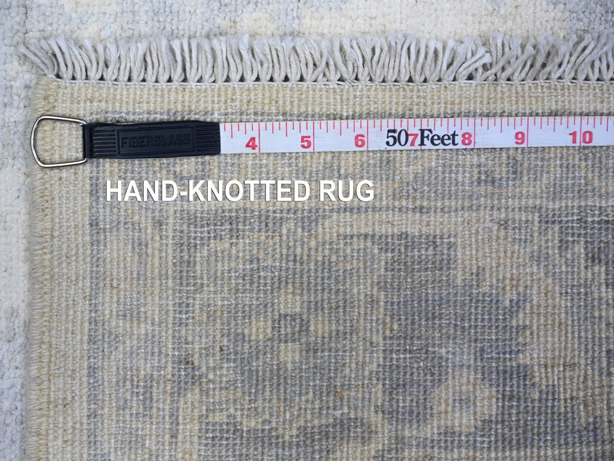 Peshawar Oushak hand-knotted wool rug in Ivory & Gray, 4'1" x 5'8" — SKU O074788 (view 6)