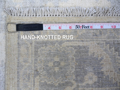 Peshawar Oushak hand-knotted wool rug in Ivory & Gray, 4'1" x 5'8" — SKU O074788 (view 6)