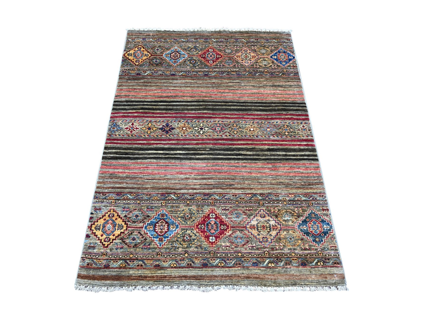 Kazak Kazak hand-knotted wool rug in Gray, 3'4" x 5'1" — SKU O074789