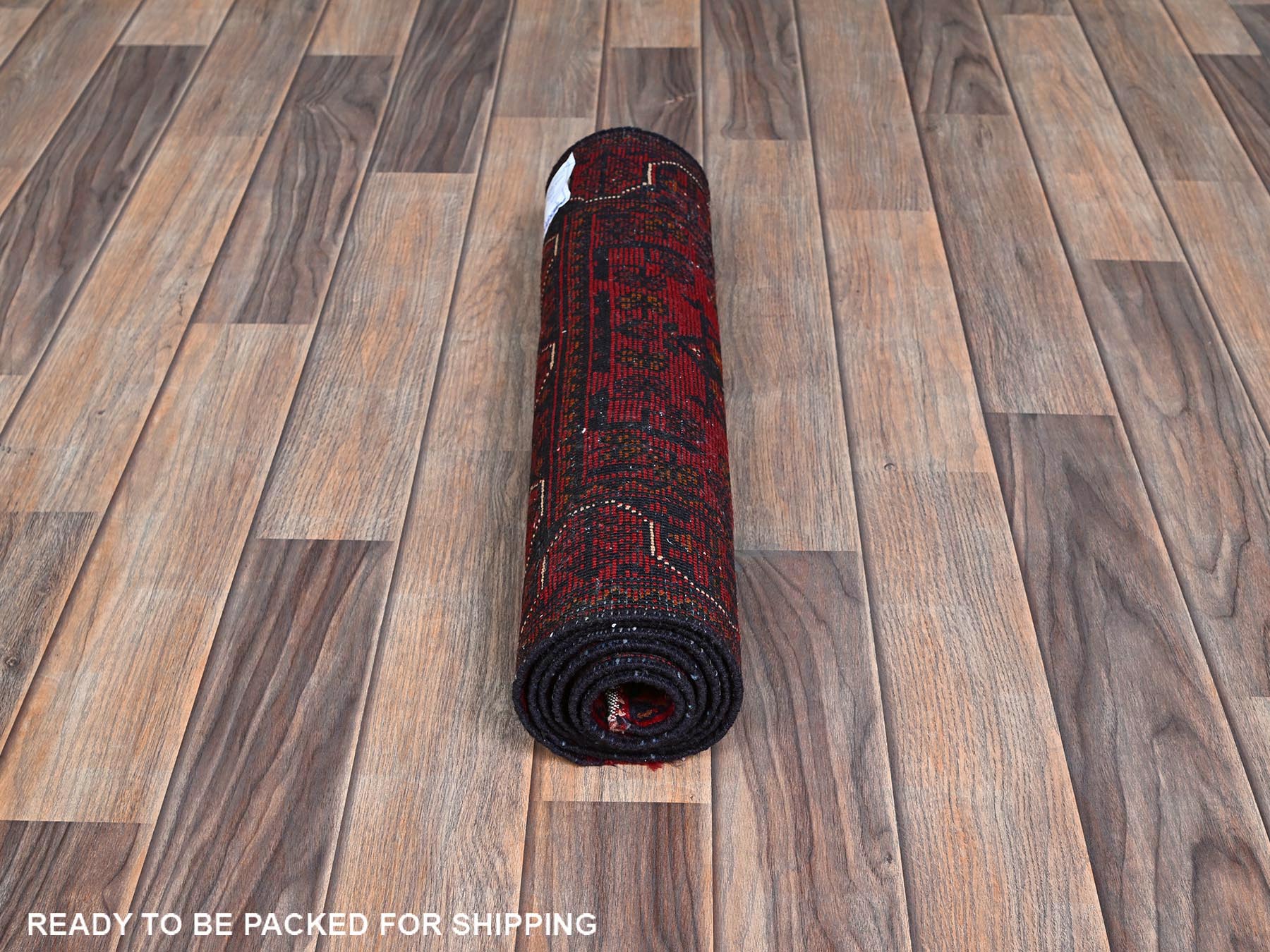 Tribal & Geometric hand-knotted wool runner in Red, 1'10" x 5' — SKU O0747 (view 5)