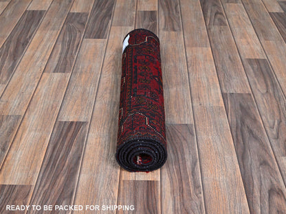 Tribal & Geometric hand-knotted wool runner in Red, 1'10" x 5' — SKU O0747 (view 5)