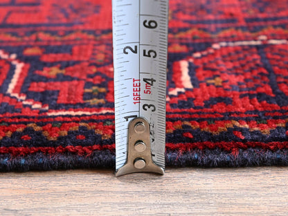 Tribal & Geometric hand-knotted wool runner in Red, 1'10" x 5' — SKU O0747 (view 6)