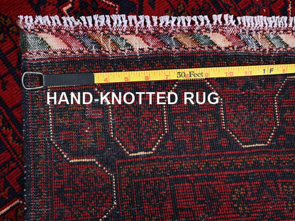 Tribal & Geometric hand-knotted wool runner in Red, 1'10" x 5' — SKU O0747 (view 7)