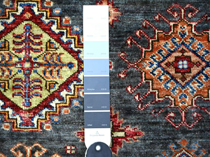 Kazak Kazak hand-knotted wool rug in Gray & Pomelo White, 5'9" x 7'10" — SKU O074800 (view 3)