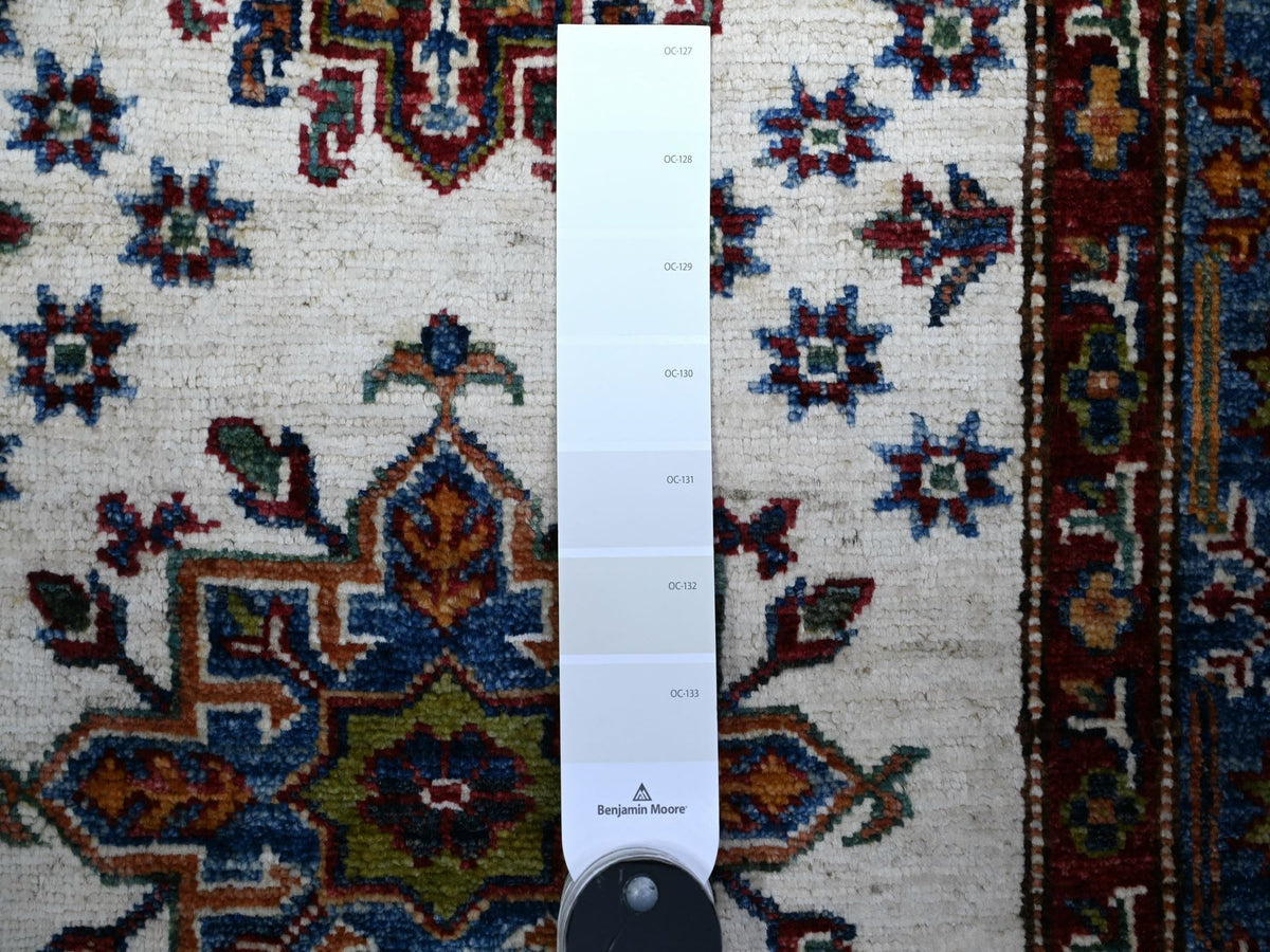 Kazak Kazak hand-knotted wool runner in Ivory & Blue, 2'7" x 12'10" — SKU O074812 (view 3)