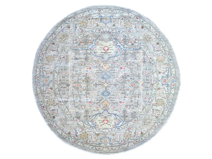 Mahal Oushak hand-knotted wool rug in Gray, 8' x 8' — SKU O074820