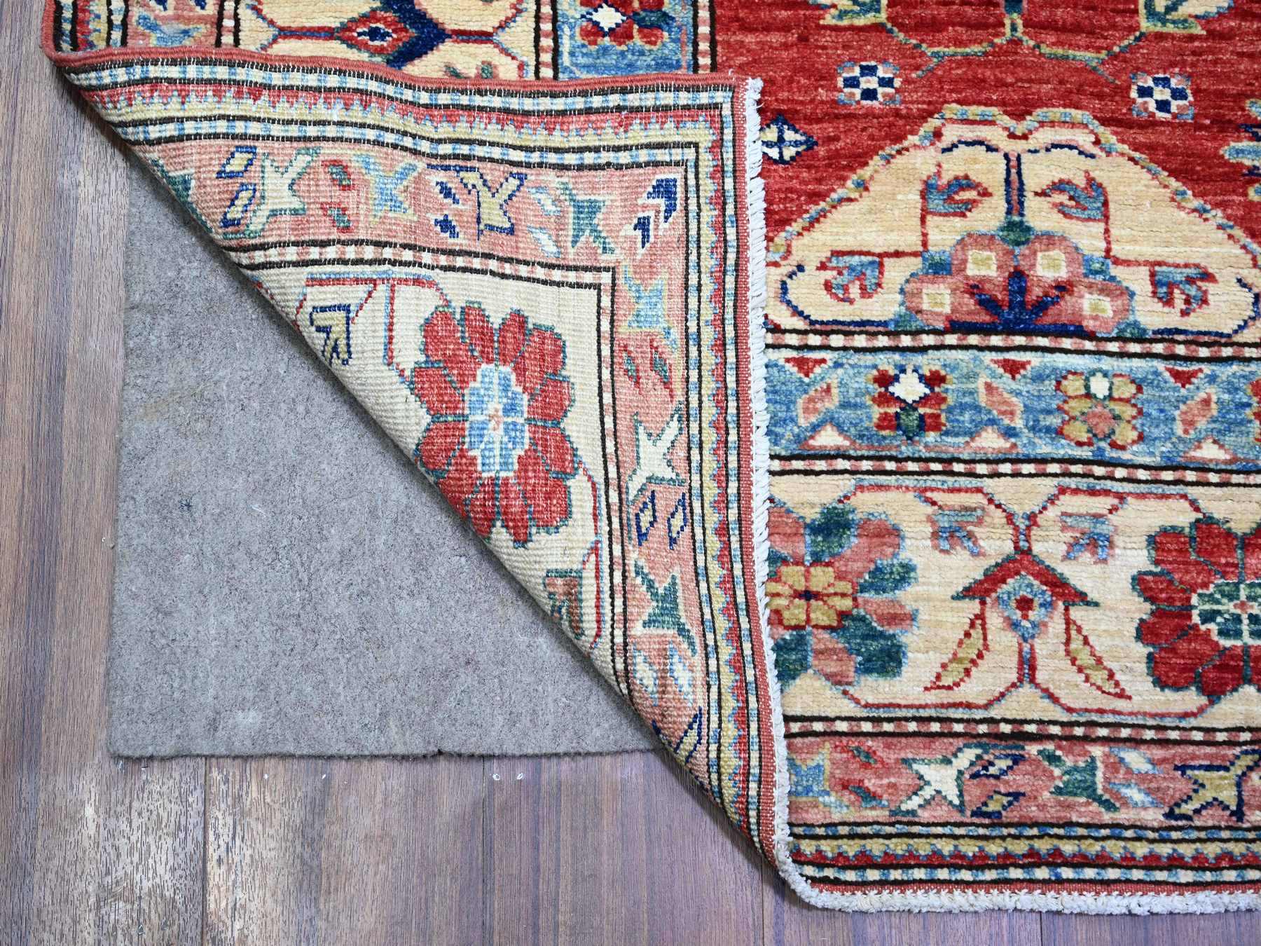 Kazak Tribal & Geometric hand-knotted wool rug in Red & Spring Ivory, 6'8" x 9'10" — SKU O074824 (view 2)