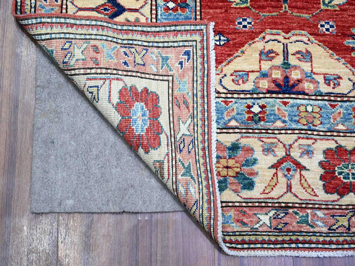 Kazak Tribal & Geometric hand-knotted wool rug in Red & Spring Ivory, 6'8" x 9'10" — SKU O074824 (view 2)