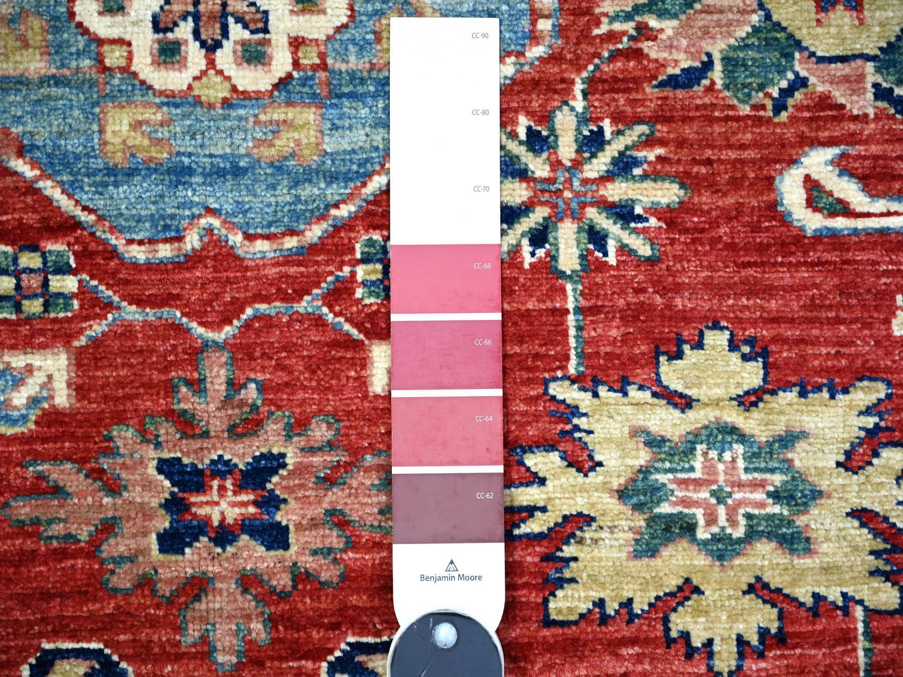 Kazak Tribal & Geometric hand-knotted wool rug in Red & Spring Ivory, 6'8" x 9'10" — SKU O074824 (view 3)