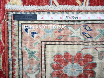 Kazak Tribal & Geometric hand-knotted wool rug in Red & Spring Ivory, 6'8" x 9'10" — SKU O074824 (view 6)