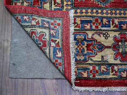 Kazak Tribal & Geometric hand-knotted wool rug in Red & Snow Drift Ivory, 6'9" x 9'9" — SKU O074826 (view 2)
