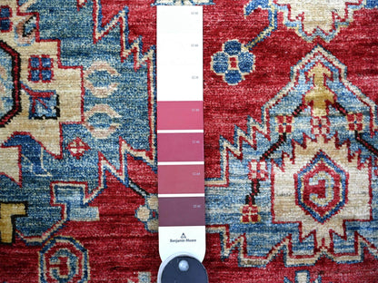 Kazak Tribal & Geometric hand-knotted wool rug in Red & Snow Drift Ivory, 6'9" x 9'9" — SKU O074826 (view 3)