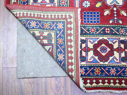 Red 6'4" x 9'4" Tribal Hand knotted Wool Rug - Sku: O074834