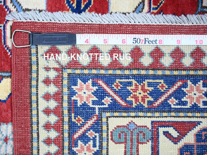 Red 6'4" x 9'4" Tribal Hand knotted Wool Rug - Sku: O074834