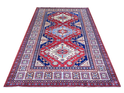 Red 5'8" x 8'1" Tribal Hand knotted Wool Rug - Sku: O074836