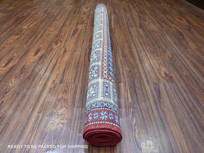 Red 5'8" x 8'1" Tribal Hand knotted Wool Rug - Sku: O074836