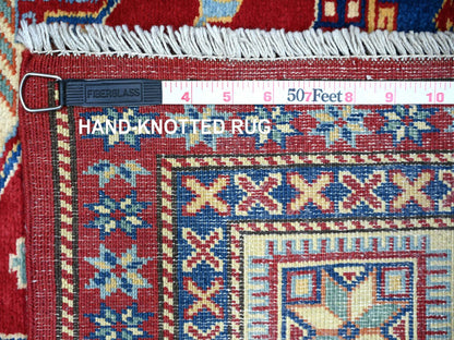Red 5'8" x 8'1" Tribal Hand knotted Wool Rug - Sku: O074836