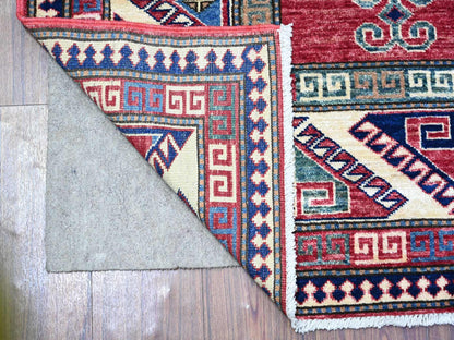 Kazak Tribal & Geometric hand-knotted wool rug in Ivory & Red, 5'9" x 8' — SKU O074839 (view 2)